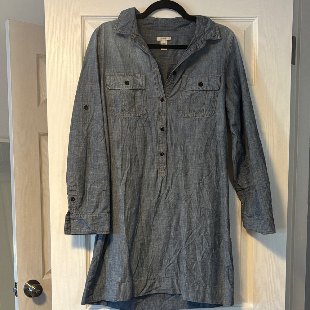 J. Crew Blue Chambray Shirt Dress